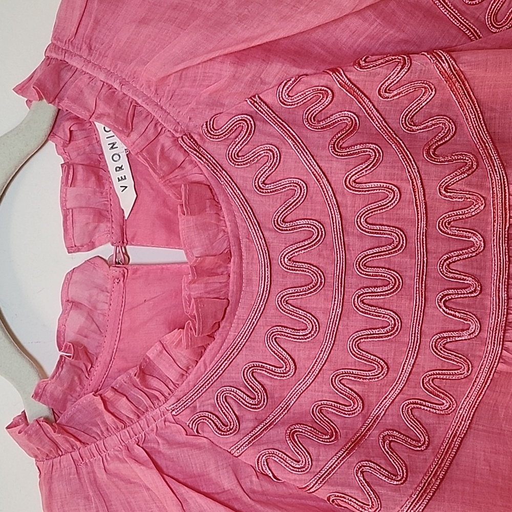 Veronica Beard Preppy Keely Tiered Ramie Mini Dress Size 10 Barbiecore - Picture 14 of 16